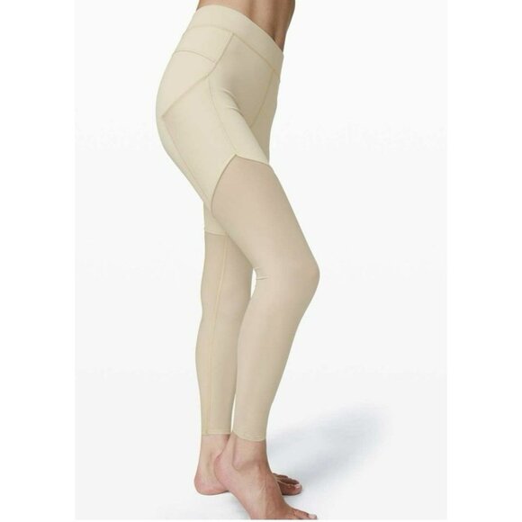 Lululemon Kuka Tight 28" *lululemon lab White Tan Size 8 EUC - Picture 1 of 5